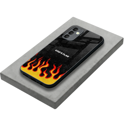 Gods Plan stylish phone case for samsung galaxy m14 5g | glossy glass and slim fit