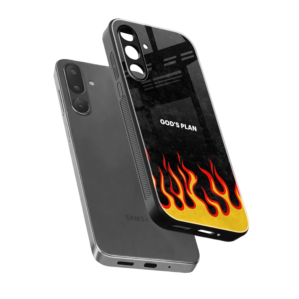 Gods Plan sleek samsung galaxy m36 5g cover with tempered glass back and TPU edges