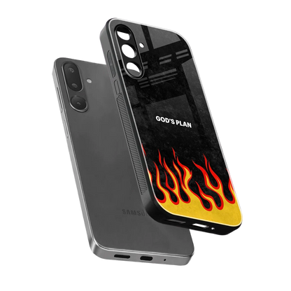 Gods Plan sleek samsung galaxy m36 5g cover with tempered glass back and TPU edges