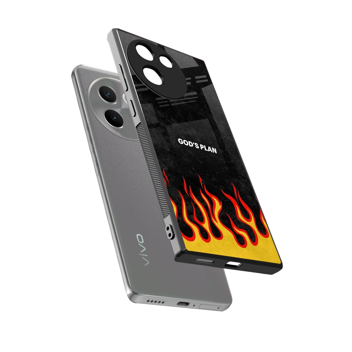 Gods Plan sleek vivo v30e cover with tempered glass back and TPU edges