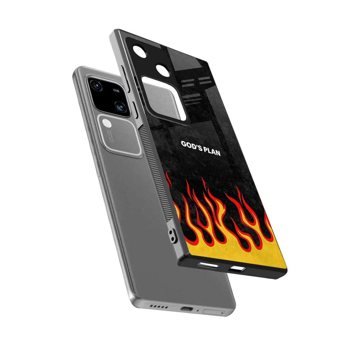 Gods Plan sleek vivo v30 cover with tempered glass back and TPU edges