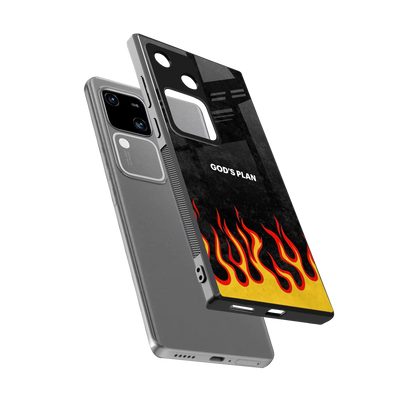 Gods Plan sleek vivo v30 cover with tempered glass back and TPU edges