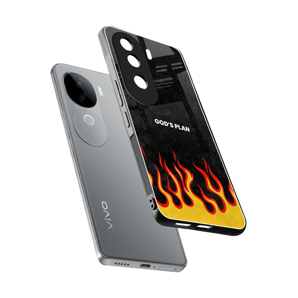 Gods Plan sleek vivo v40e cover with tempered glass back and TPU edges