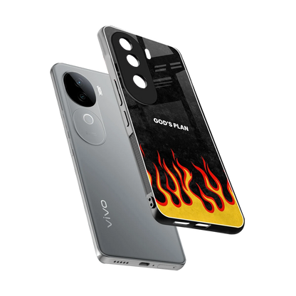 Gods Plan sleek vivo v40e cover with tempered glass back and TPU edges