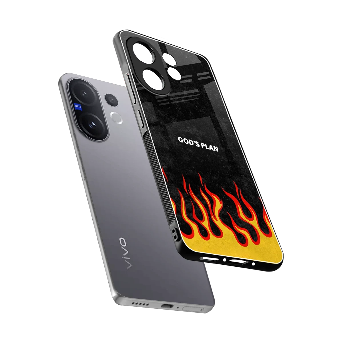 Gods Plan sleek vivo v60 cover with tempered glass back and TPU edges