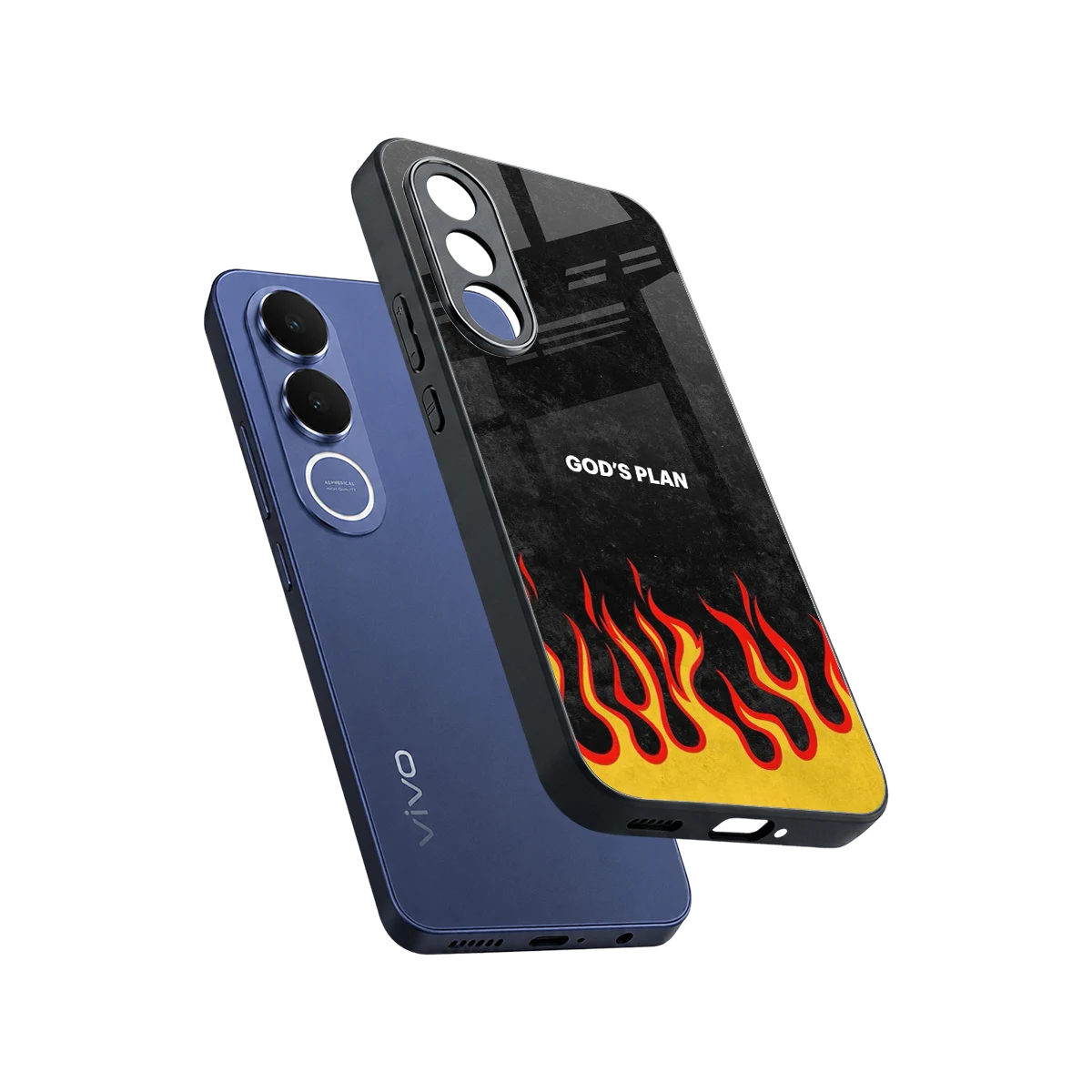 Gods Plan sleek vivo v70 fe cover with tempered glass back and TPU edges