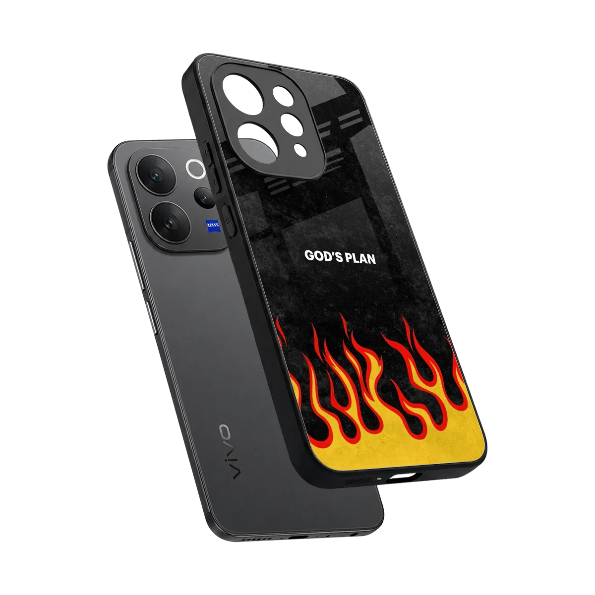 Gods Plan sleek vivo v70 cover with tempered glass back and TPU edges