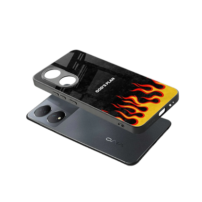 Gods Plan sleek Vivo-y100 cover with tempered glass back and TPU edges