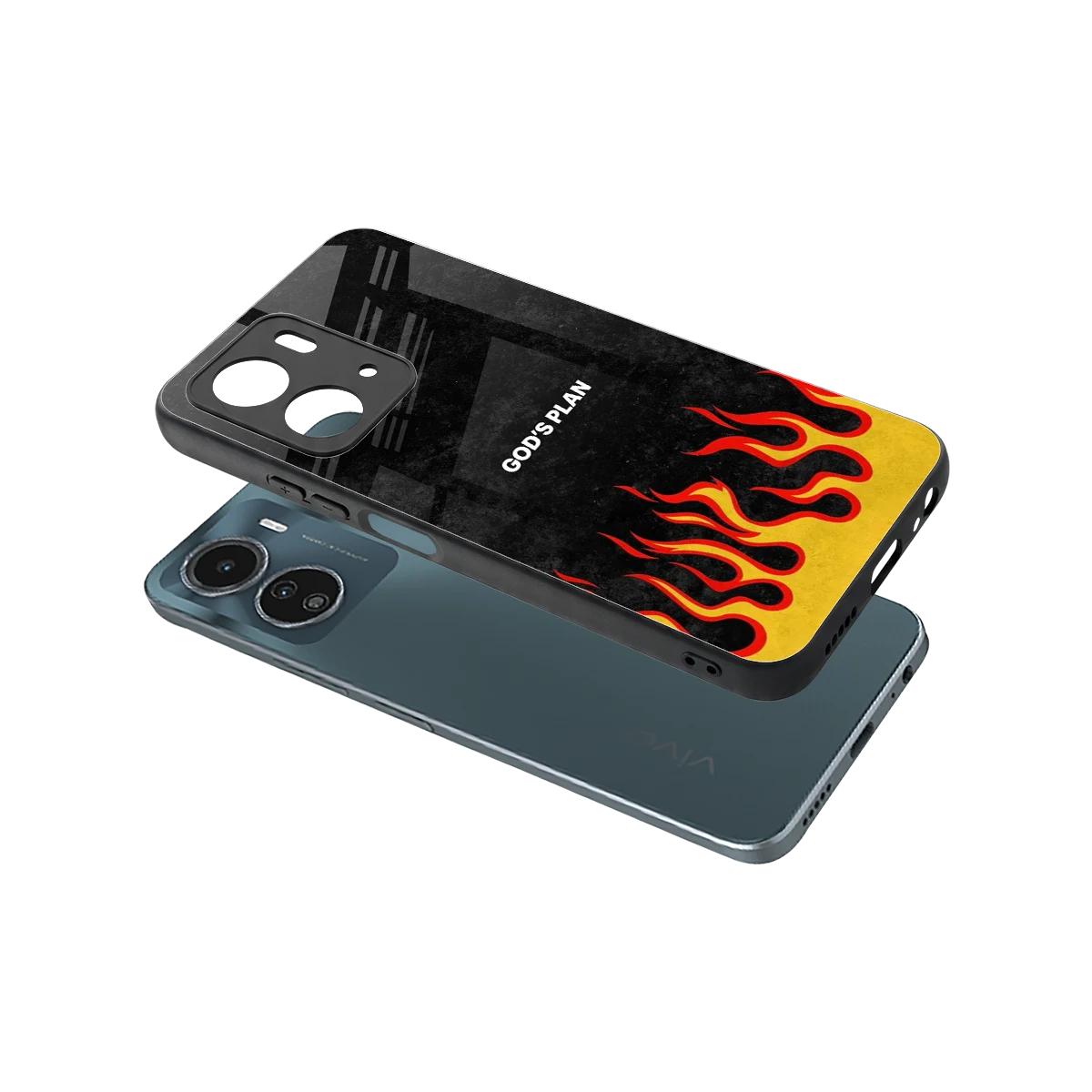Gods Plan sleek vivo y16 cover with tempered glass back and TPU edges
