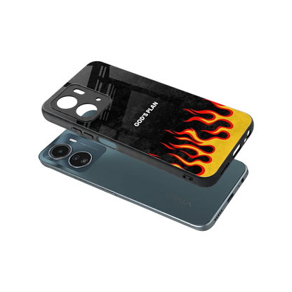 Gods Plan sleek vivo y16 cover with tempered glass back and TPU edges