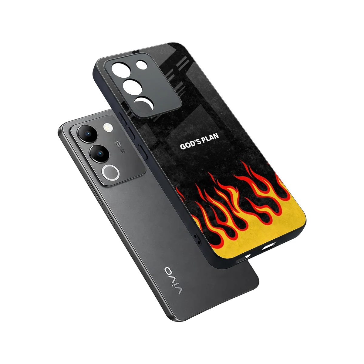 Gods Plan sleek vivo y200 5g cover with tempered glass back and TPU edges