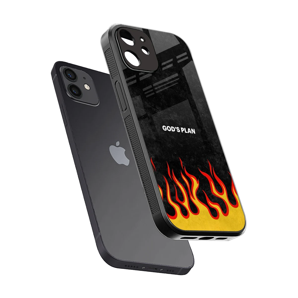 Gods Plan sleek iphone 12 cover with tempered glass back and TPU edges