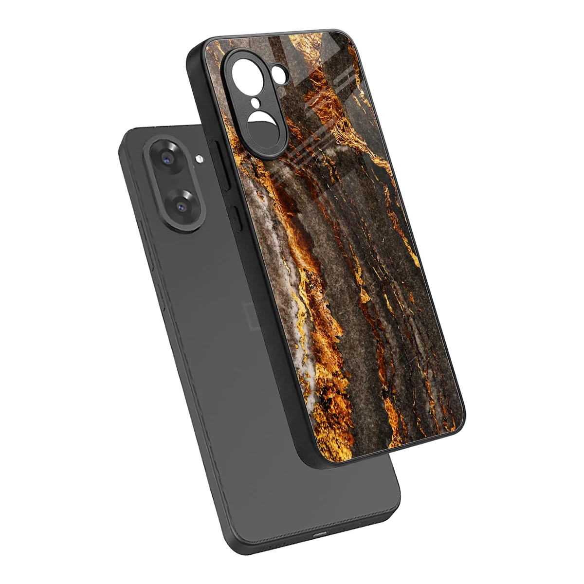 Golden Blaze sleek oneplus nord ce5 5g cover with tempered glass back and TPU edges