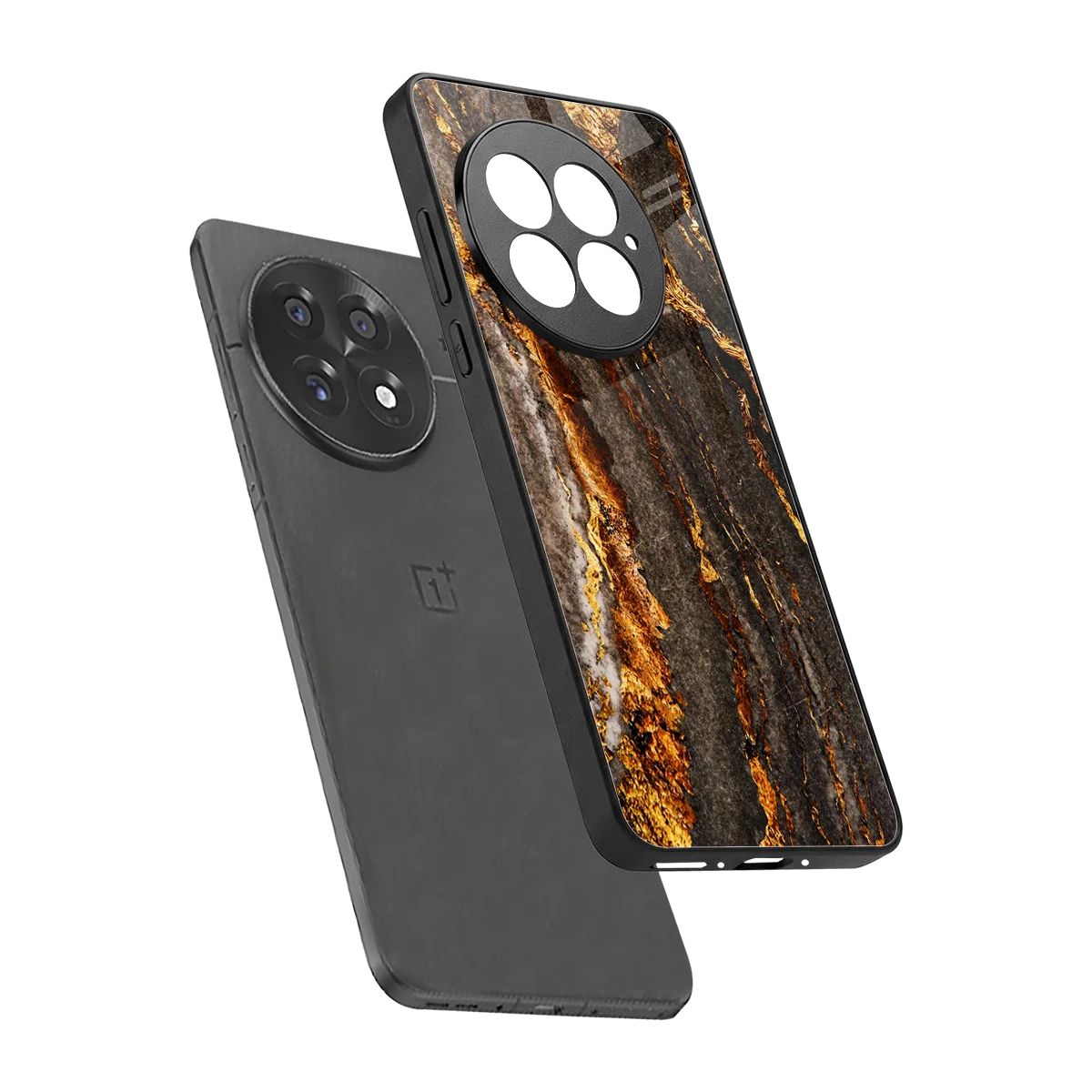 Golden Blaze sleek oneplus 13 cover with tempered glass back and TPU edges