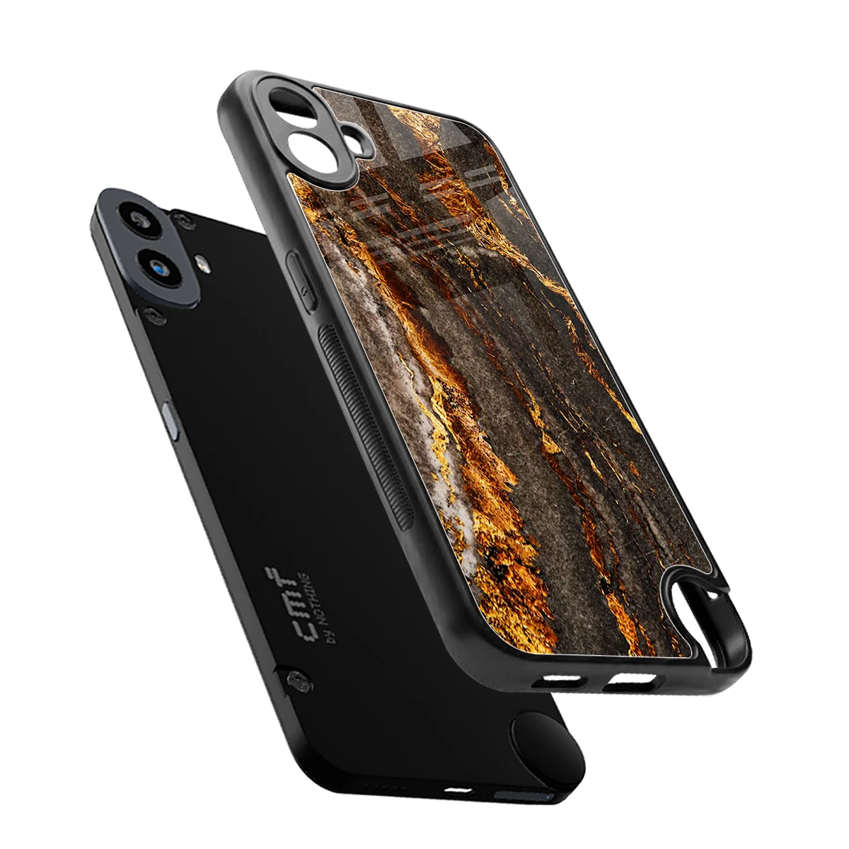 Golden Blaze sleek cmf nothing phone 1 cover with tempered glass back and TPU edges
