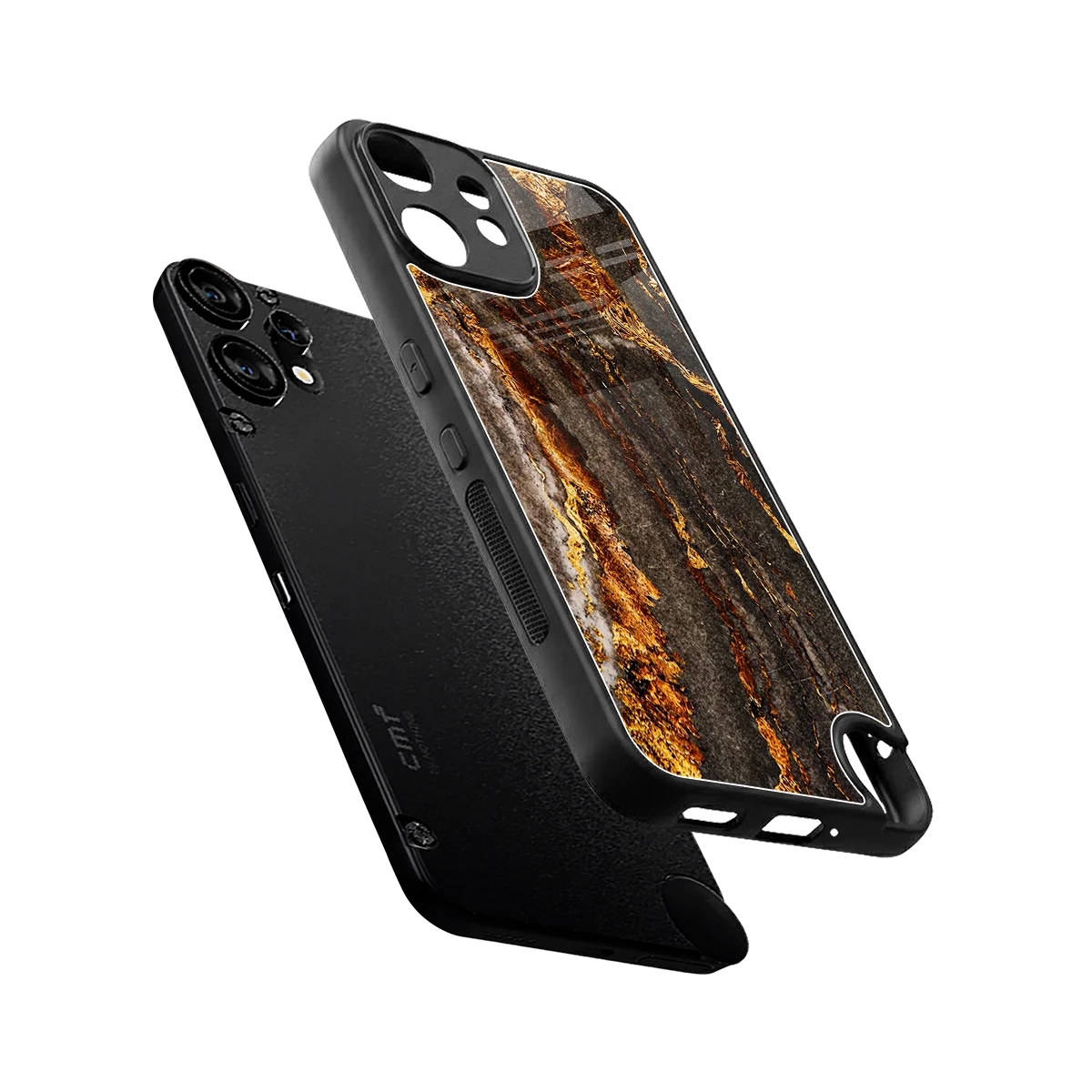 Golden Blaze sleek cmf nothing phone 2 pro cover with tempered glass back and TPU edges
