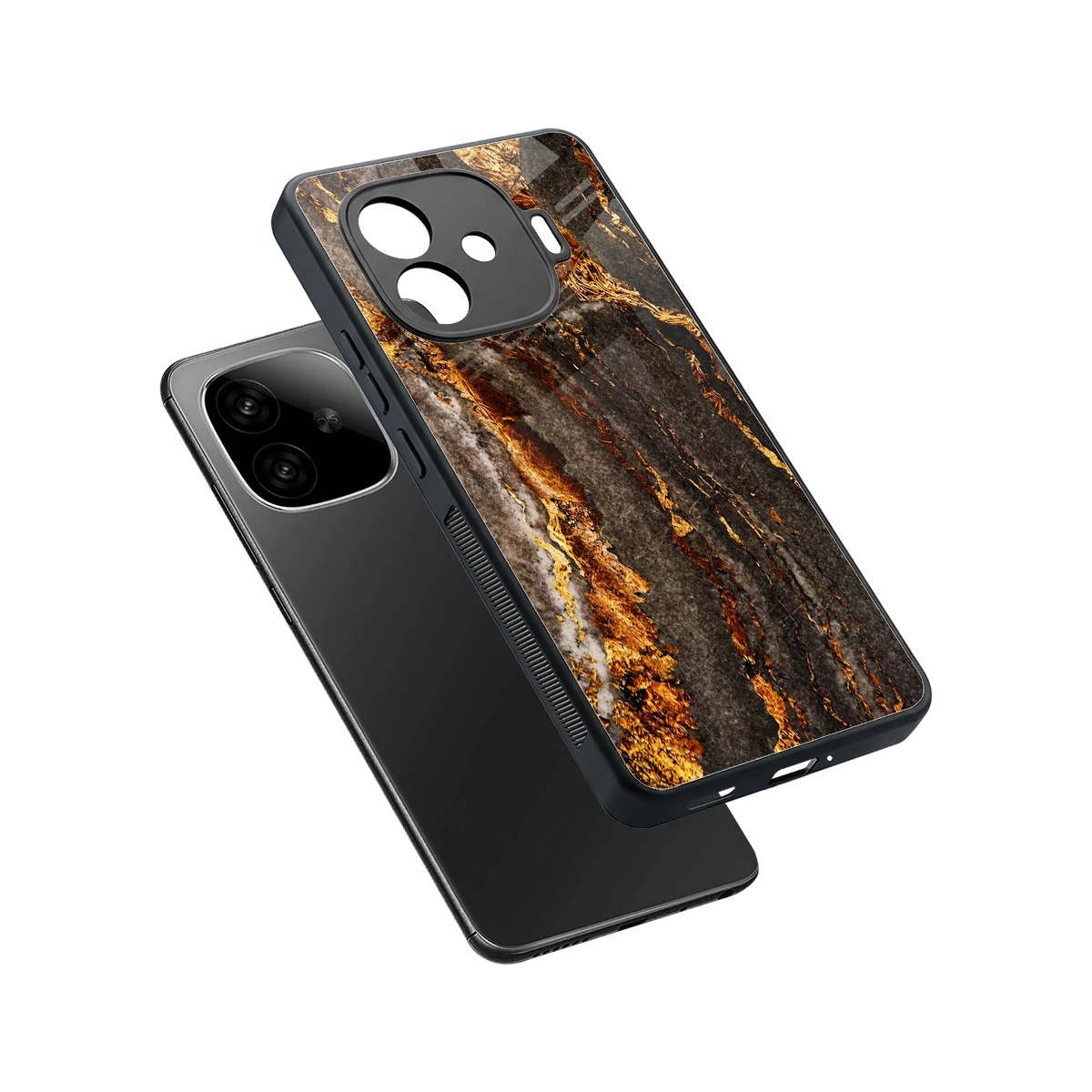 Golden Blaze sleek iqoo neo 10r 5g cover with tempered glass back and TPU edges