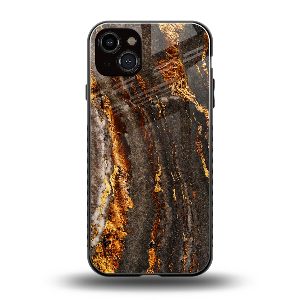 Golden Blaze back phone cover | glass case for iphone 14 plus