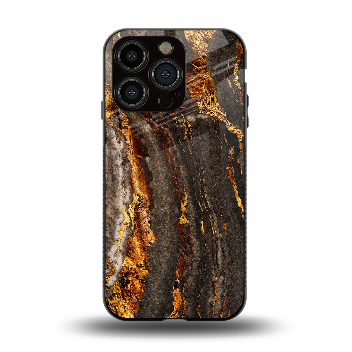 Golden Blaze back phone cover | glass case for iphone 15 pro