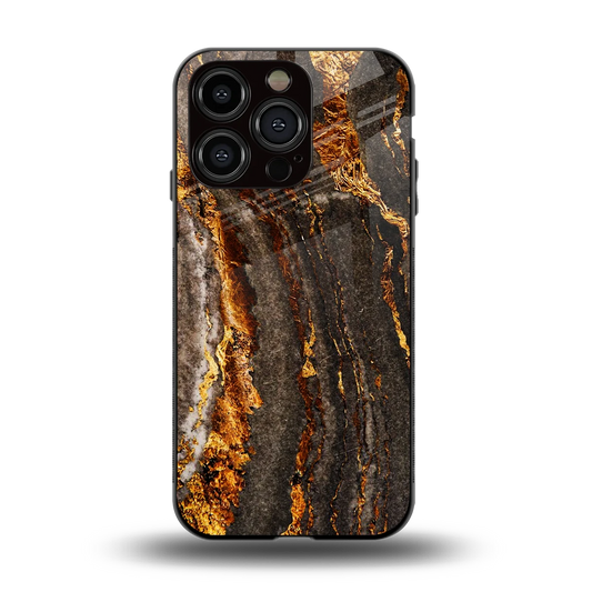 Golden Blaze back phone cover | glass case for iphone 15 pro