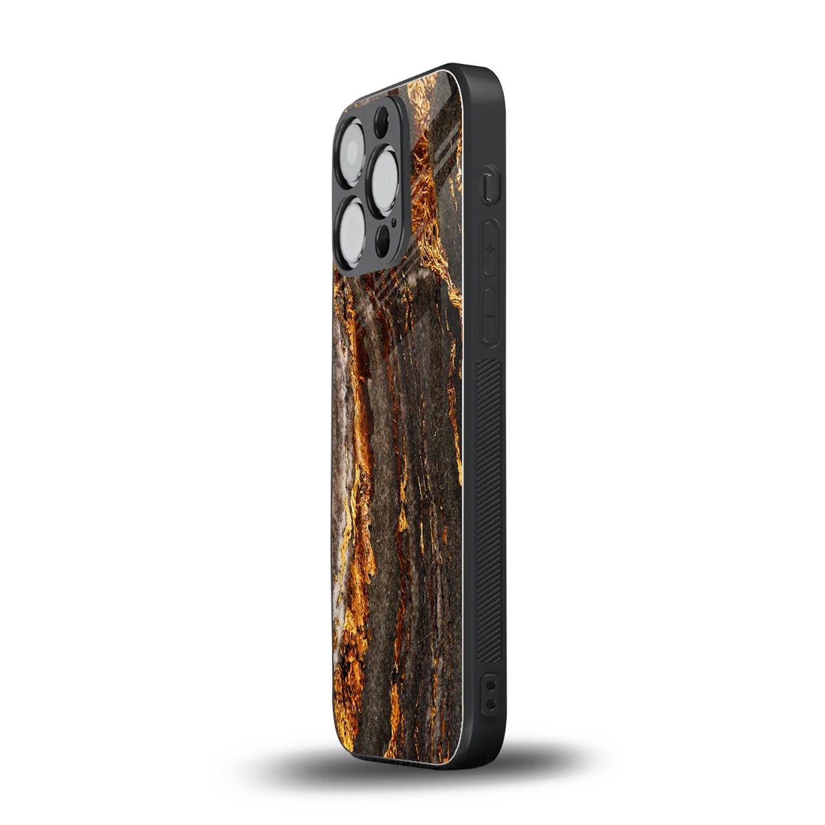 Golden Blaze iphone 15 pro mobile cover | shockproof glass phone case
