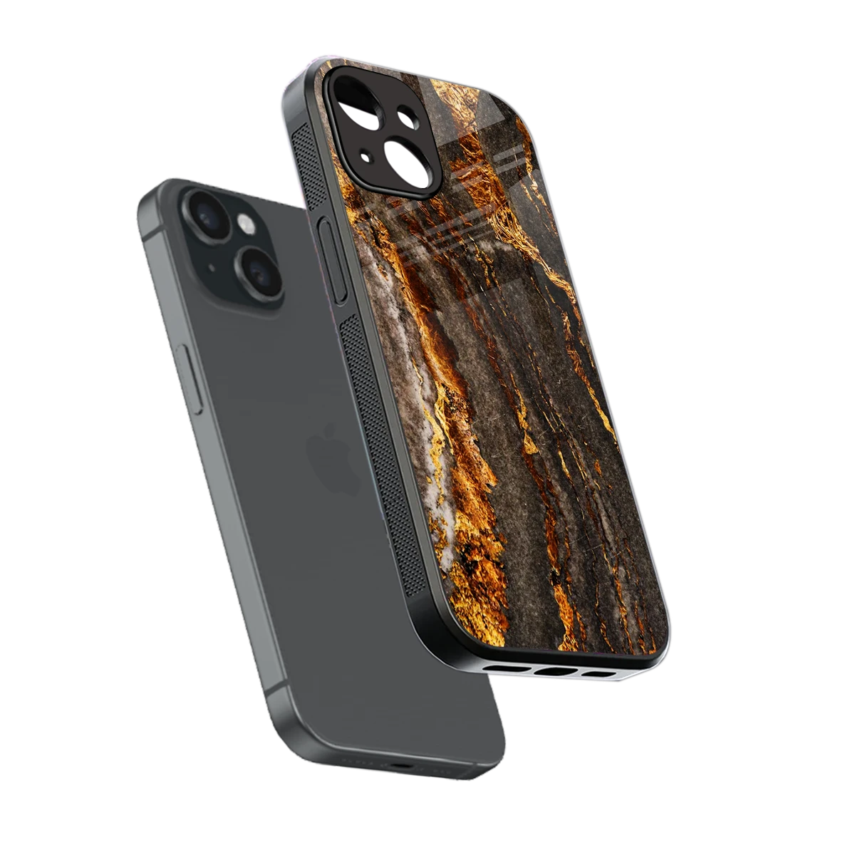 Golden Blaze sleek iphone 15 cover with tempered glass back and TPU edges