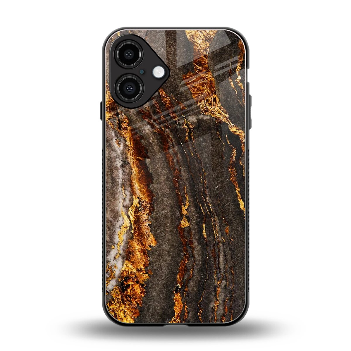 Golden Blaze back phone cover | glass case for iphone 16 plus