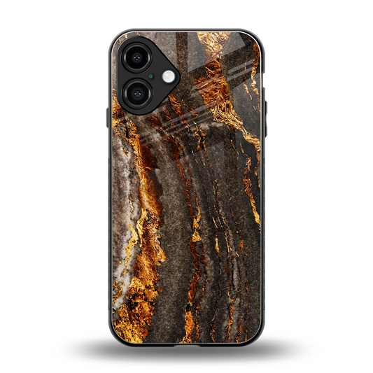 Golden Blaze back phone cover | glass case for iphone 16 plus