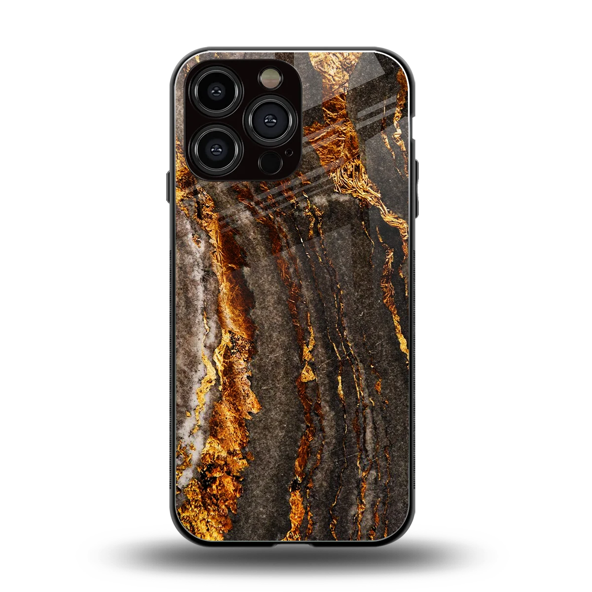 Golden Blaze back phone cover | glass case for iphone 16 pro max