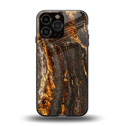 Golden Blaze back phone cover | glass case for iphone 16 pro max