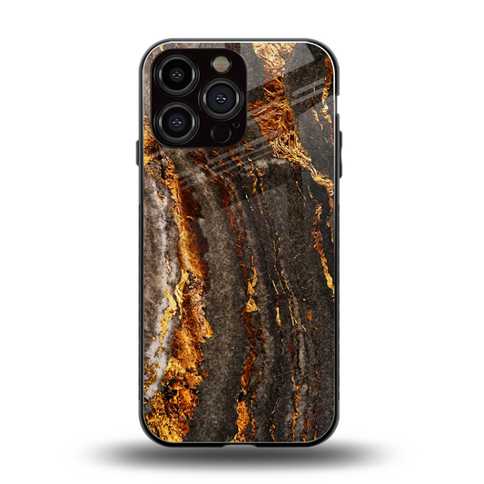 Golden Blaze back phone cover | glass case for iphone 16 pro max