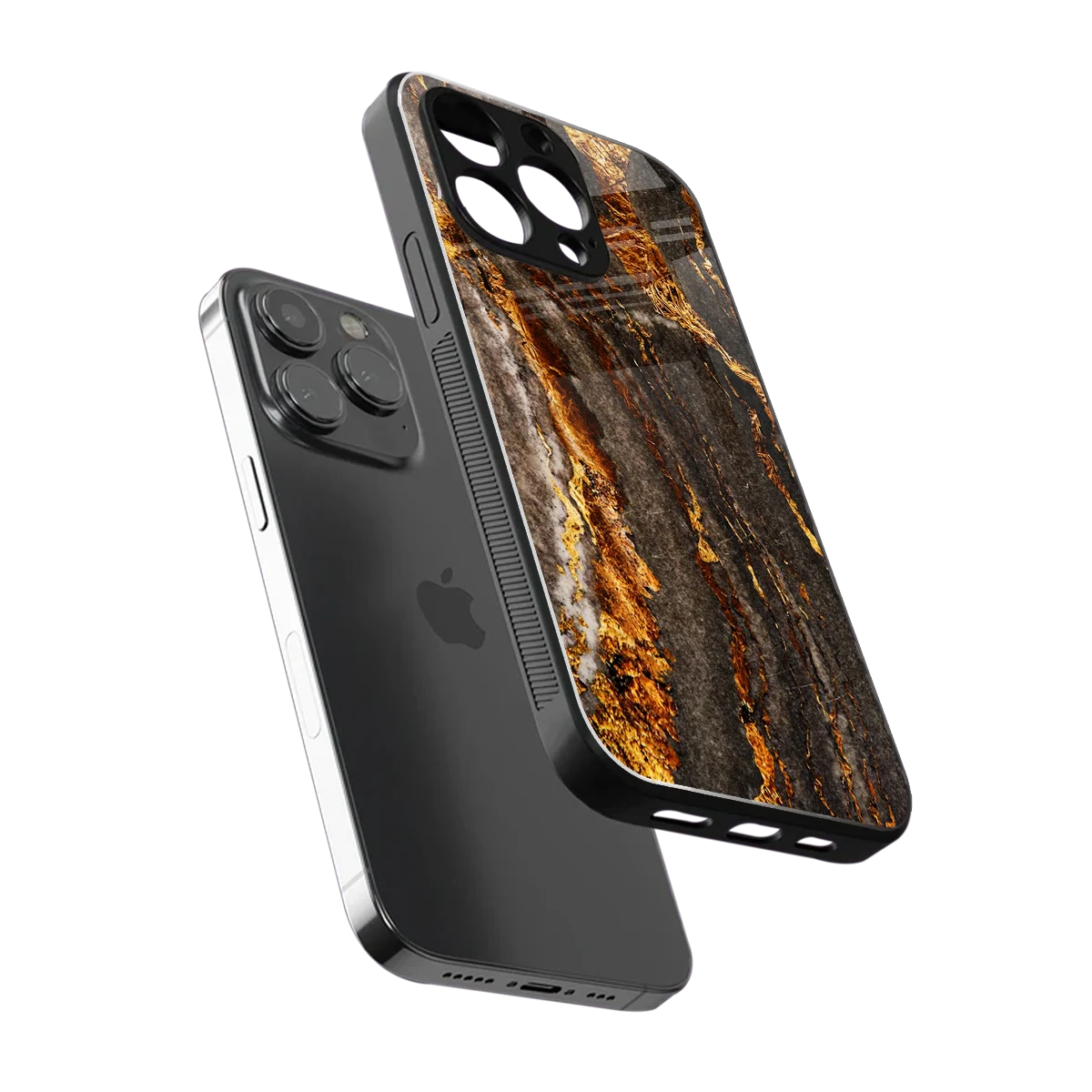 Golden Blaze sleek iphone 16 pro max cover with tempered glass back and TPU edges