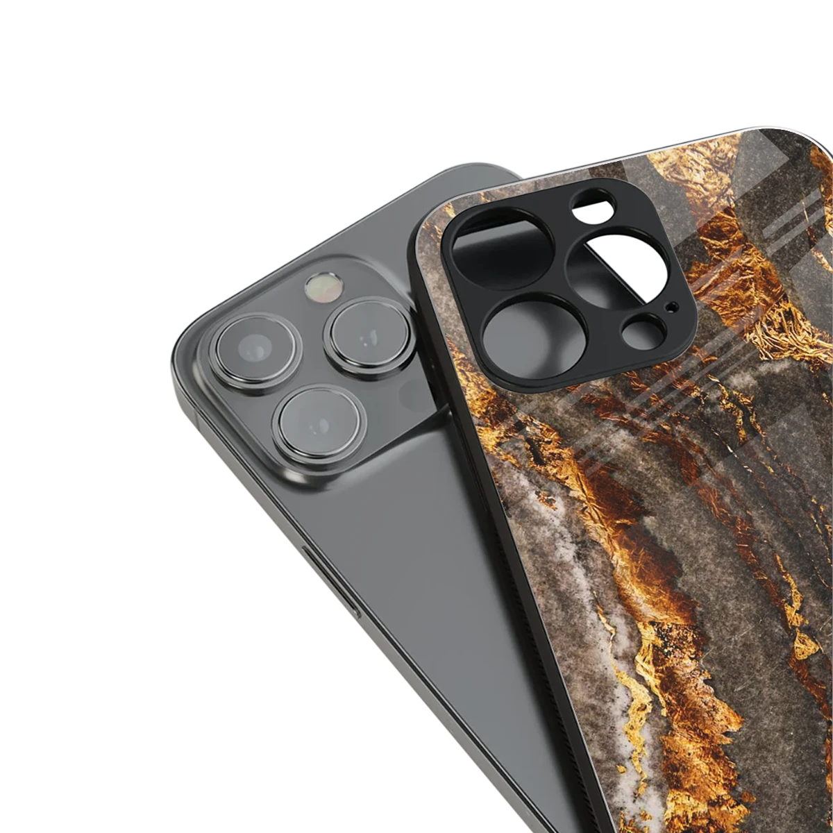 Golden Blaze stylish phone case for iphone 15 pro | glossy glass and slim fit