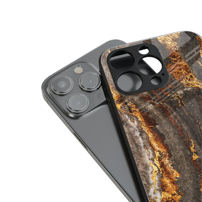 Golden Blaze stylish phone case for iphone 14 plus | glossy glass and slim fit