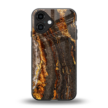 Golden Blaze back phone cover | glass case for iphone 16