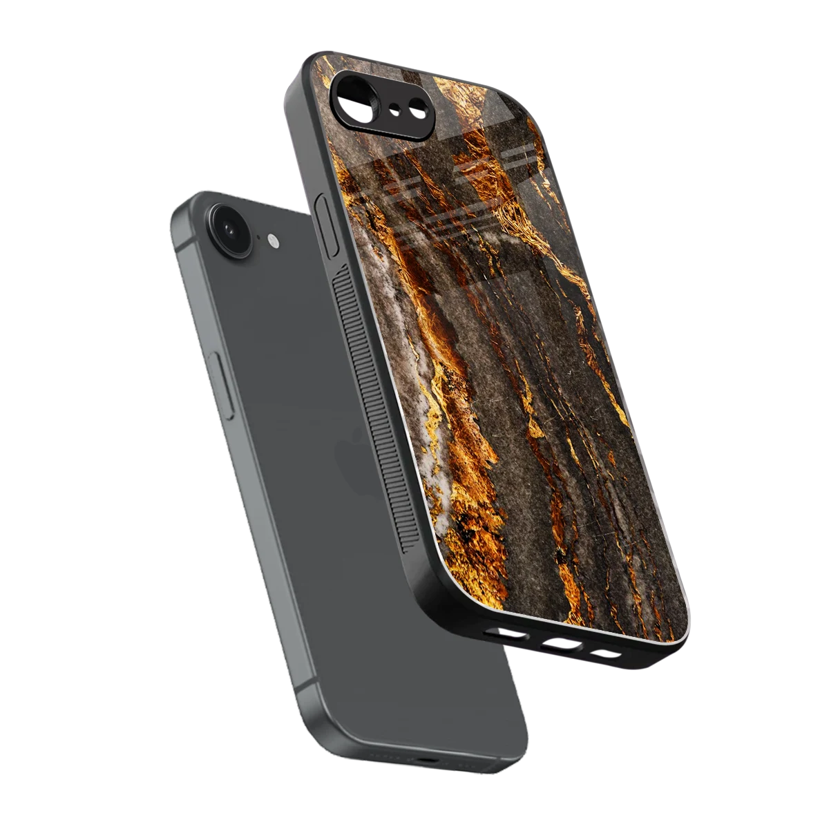 Golden Blaze sleek iphone 16e cover with tempered glass back and TPU edges