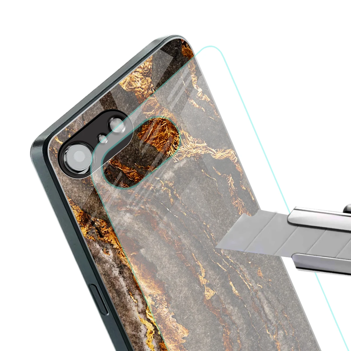 Golden Blaze stylish phone case for iphone 16e | glossy glass and slim fit