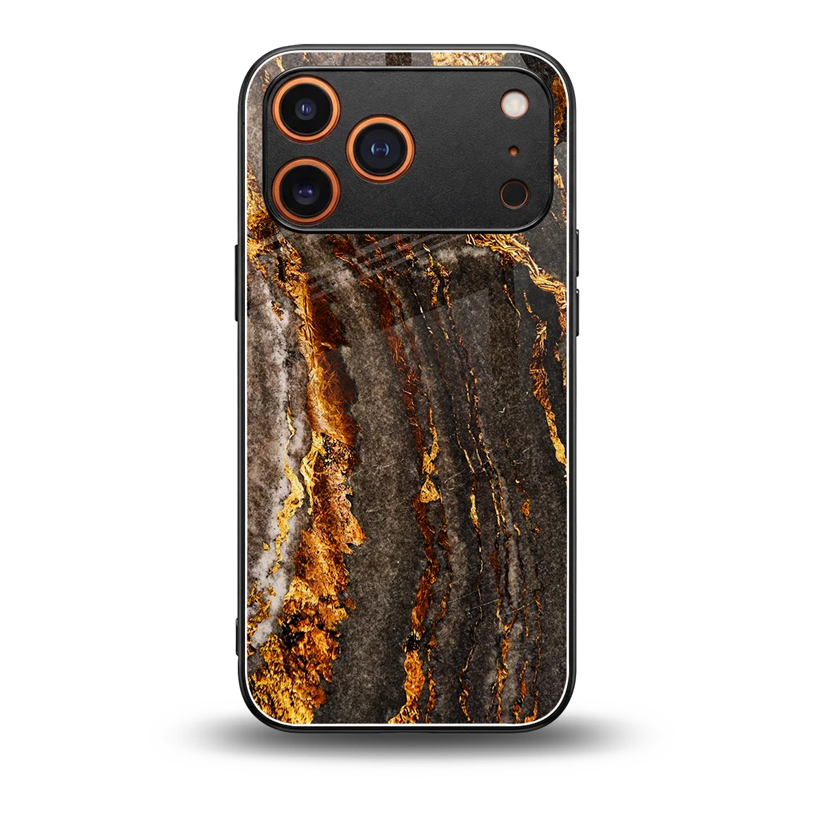 Golden Blaze back phone cover | glass case for iphone 17 pro
