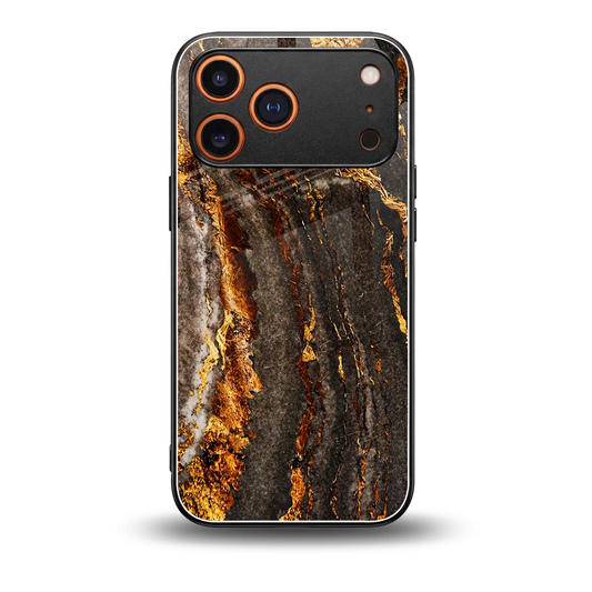 Golden Blaze back phone cover | glass case for iphone 17 pro max