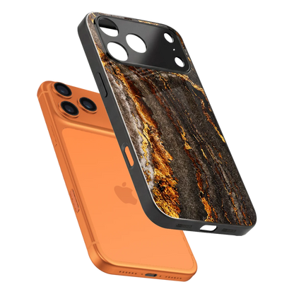 Golden Blaze sleek iphone 17 pro cover with tempered glass back and TPU edges