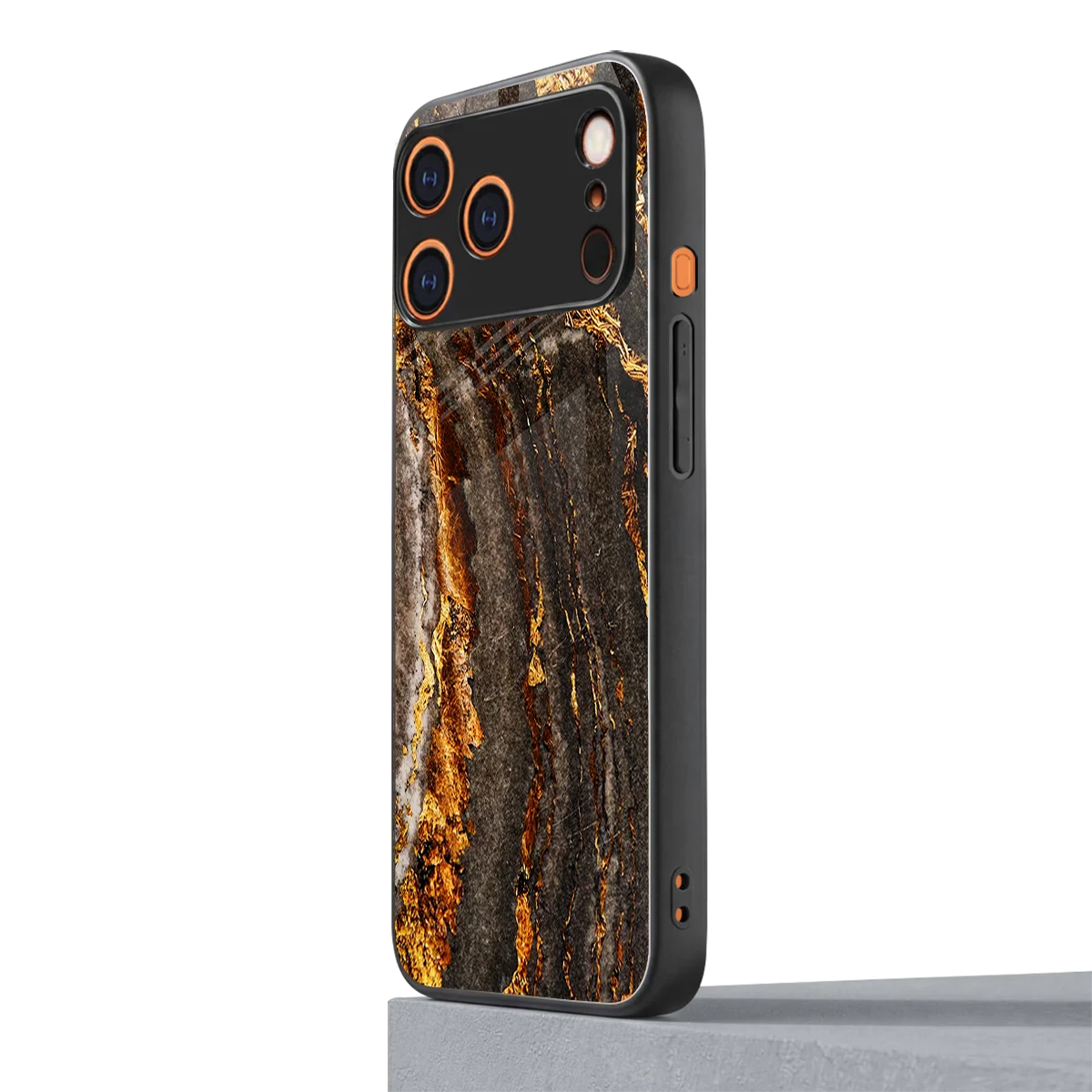 Golden Blaze iphone 17 pro mobile cover | shockproof glass phone case