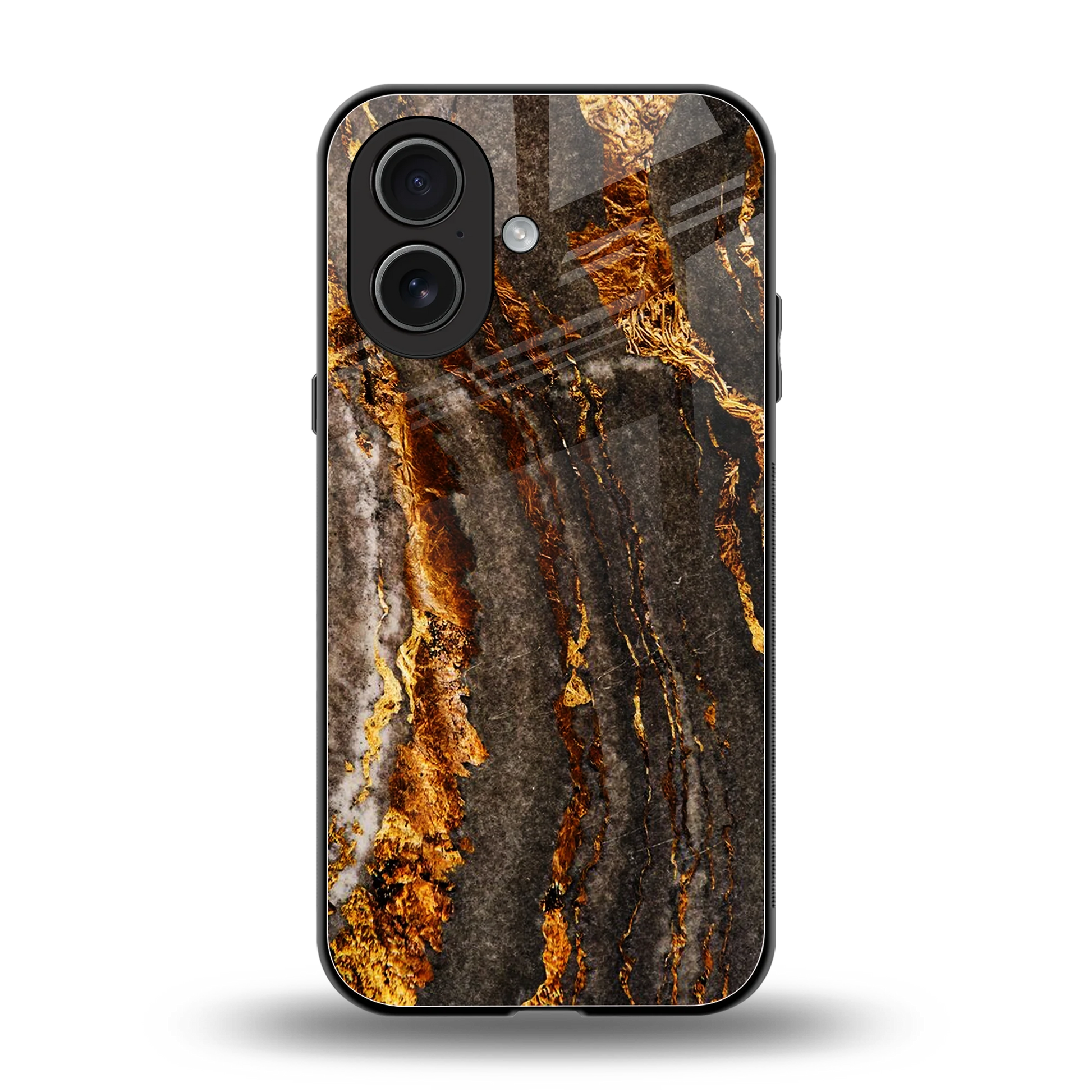 Golden Blaze back phone cover | glass case for iphone 17