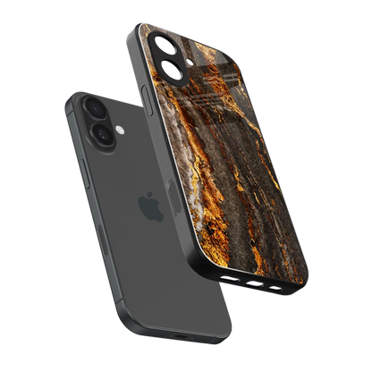 Golden Blaze sleek iphone 17 cover with tempered glass back and TPU edges