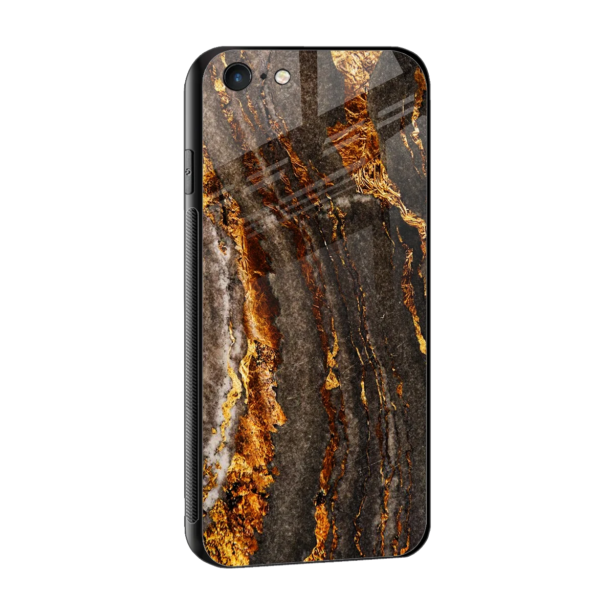 Golden Blaze sleek iphone 6 cover with tempered glass back and TPU edges