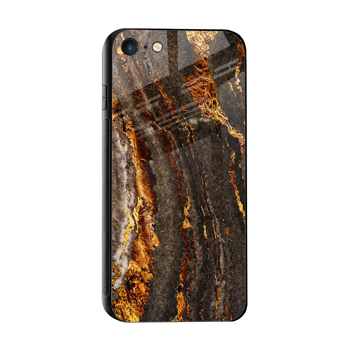 Golden Blaze sleek iphone 7 cover with tempered glass back and TPU edges