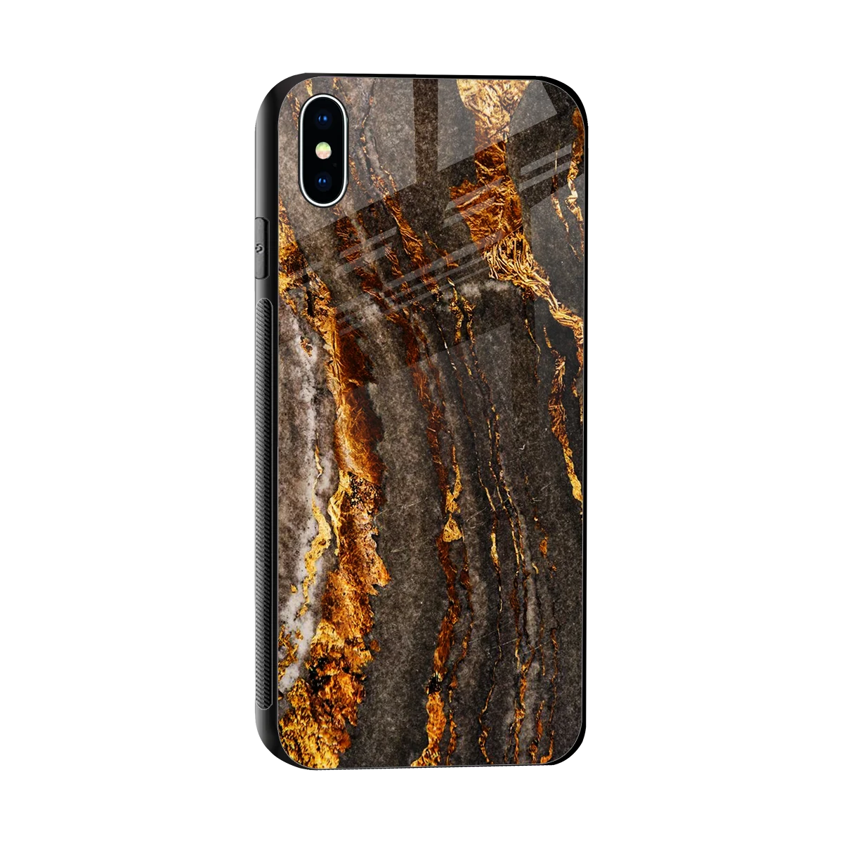 Golden Blaze sleek iphone xs max cover with tempered glass back and TPU edges