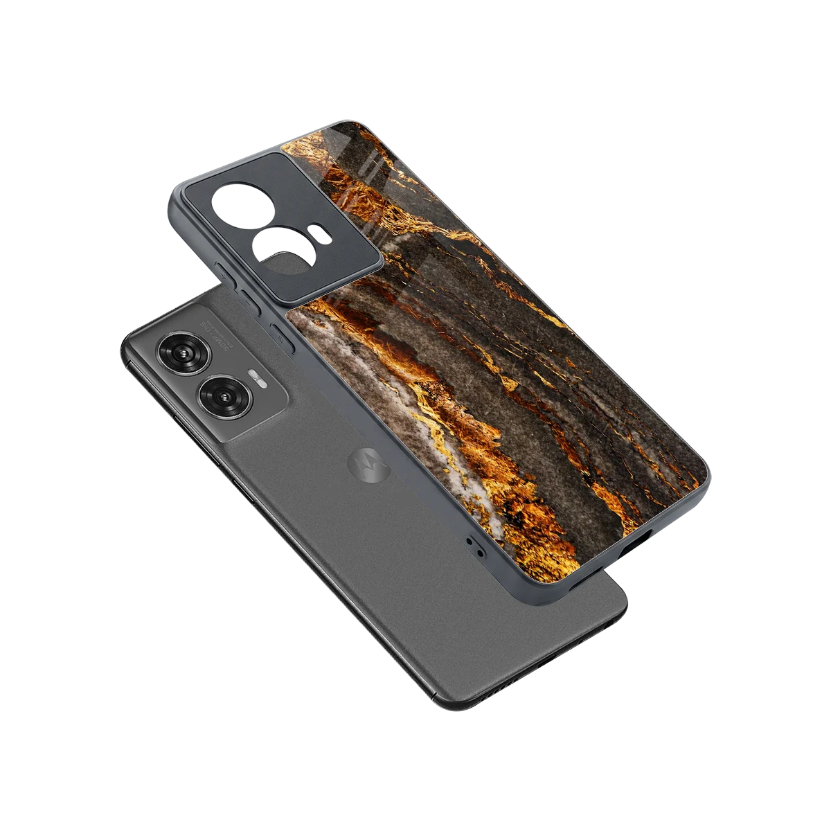 Golden Blaze sleek motorola edge 50 fusion cover with tempered glass back and TPU edges