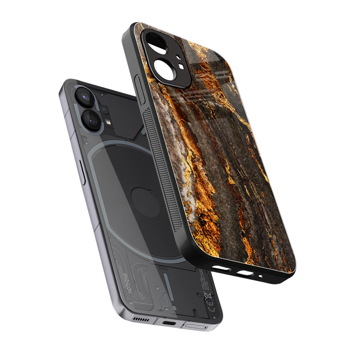 Golden Blaze sleek nothing phone 1 cover with tempered glass back and TPU edges