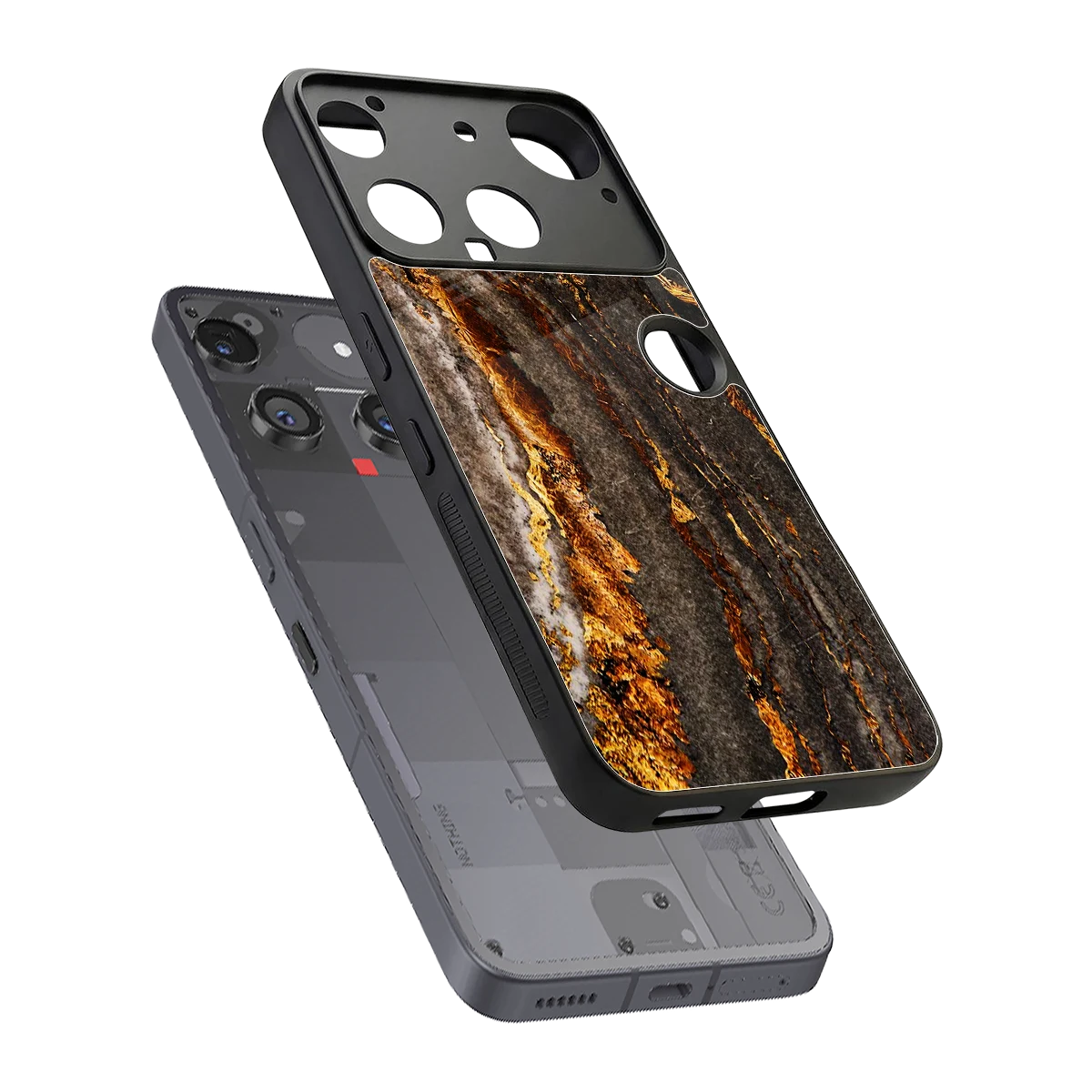 Golden Blaze sleek nothing phone 3 cover with tempered glass back and TPU edges