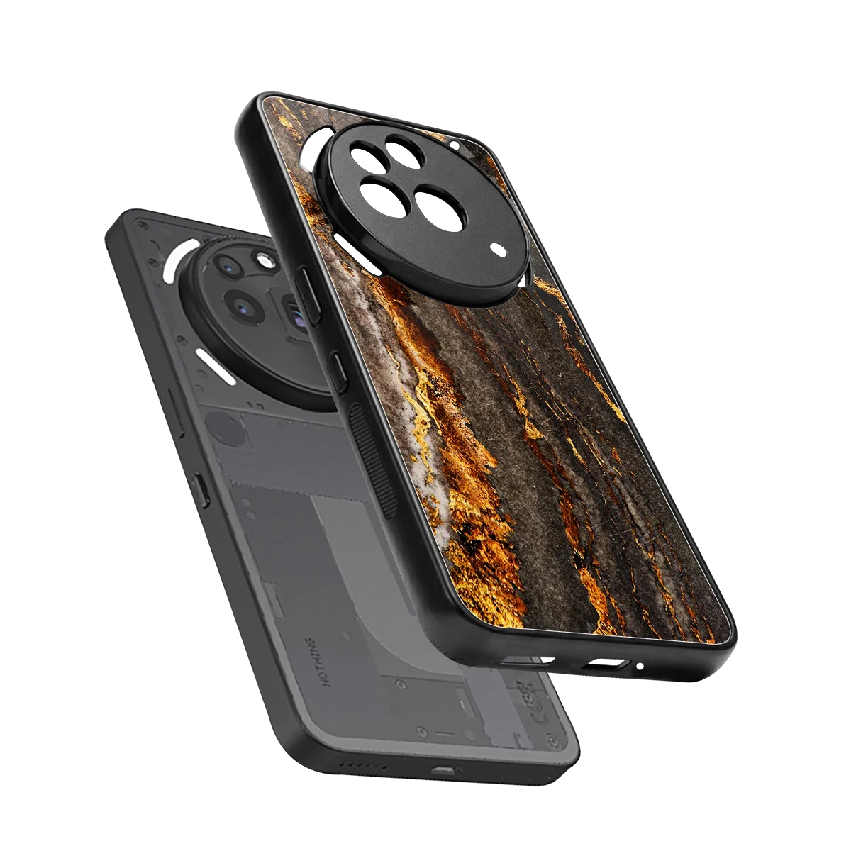 Golden Blaze sleek nothing phone 3a pro cover with tempered glass back and TPU edges